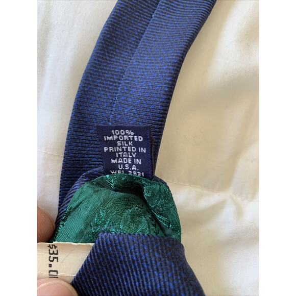 TOMMY HILFIGER‎ Men's Yellow Blue 100% Silk Tear Drop Neck Tie USA Made - Picture 5 of 8